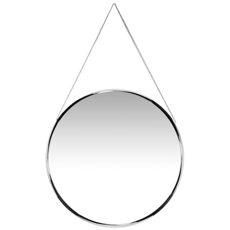 Franc Chrome Mirror - 22 Round Chrome Frame And Metal Chain